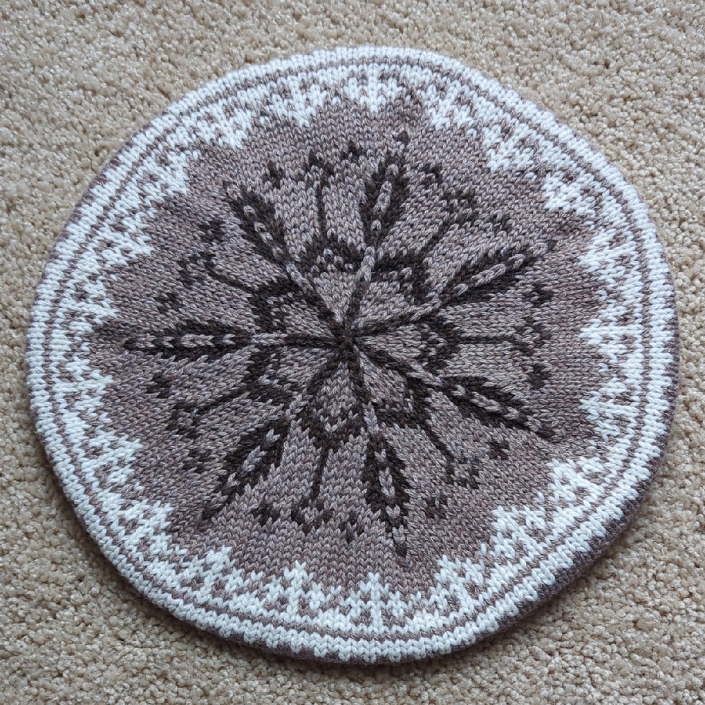 New, Handknit Wool Fairisle Beret